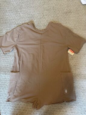 Free People Brown Short-Sleeve Romper